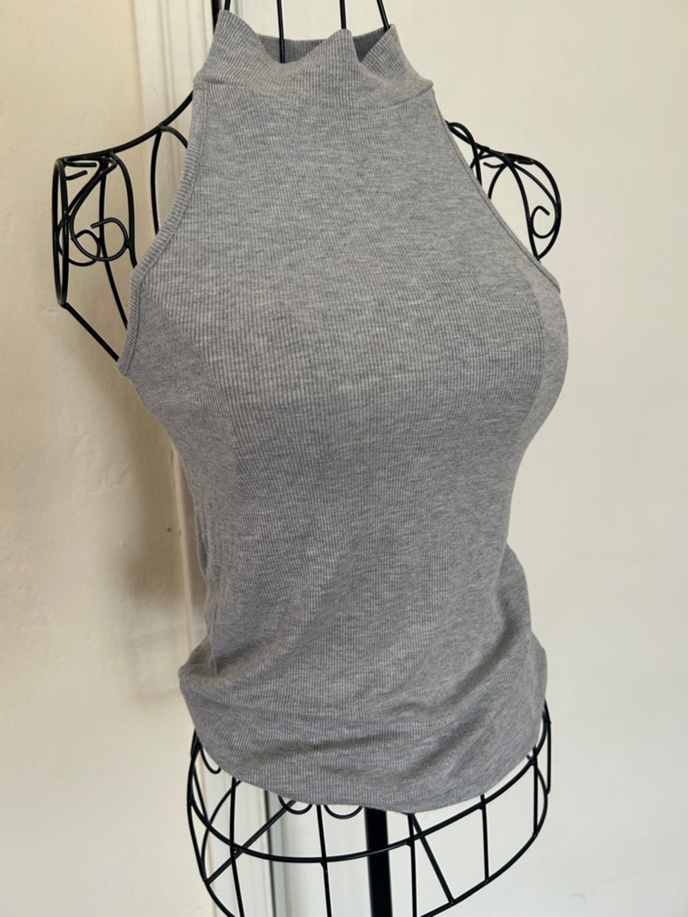 Prologue Gray Ribbed Mock Neck Tank Size XS